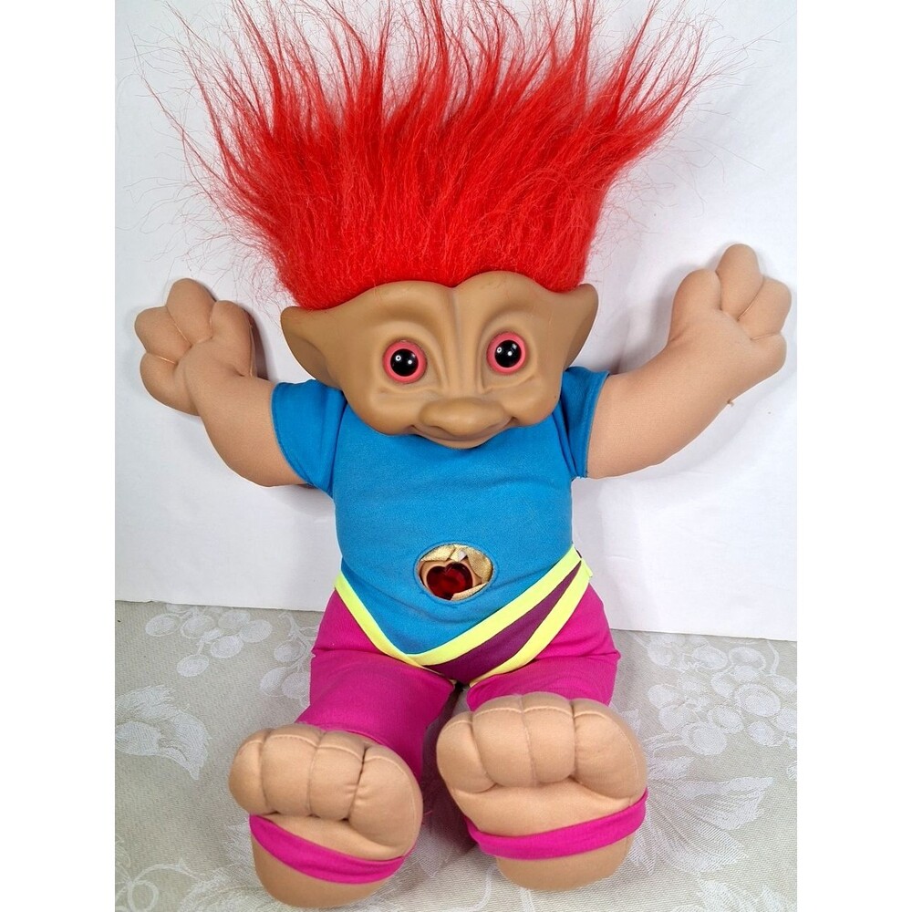 Vintage Treasure Troll Teen Orange Eyes 16in Plush Toy Soft Body Doll 1991 Retro